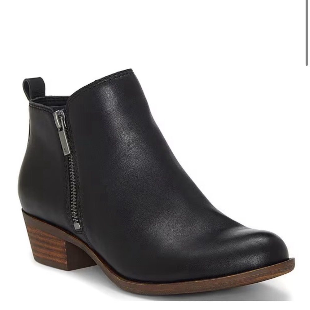 Lucky Brand Genuine Leather Ankle Boots Black Zipper